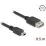 Cavo USB 2.0 DELOCK 81523, Mini-USB B su USB A, 0,5 m, nero