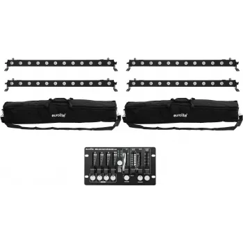 Set barre LED EUROLITE 4x LED BAR-12 QCL RGBW con 2 softbag e controller