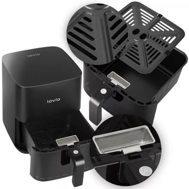 Friggitrice ad aria Lovio LVAF001BK 5 l nera — friggitrice ad aria compatta, capacità 5 litri