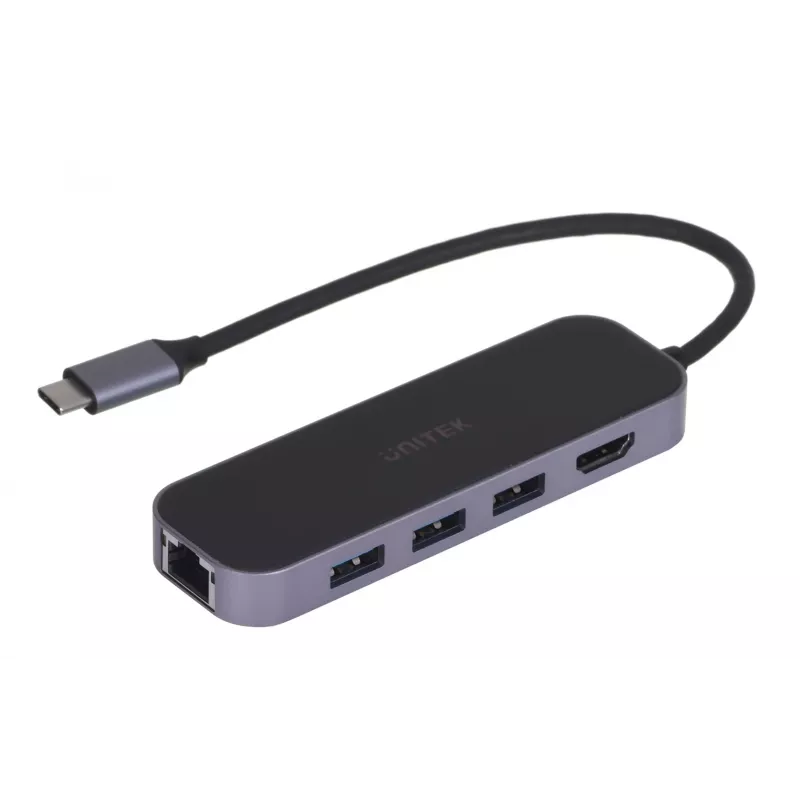 UNITEK HUB USB-C 3.1, RJ-45, 3XUSB-A, HDMI, 4K, PD100W