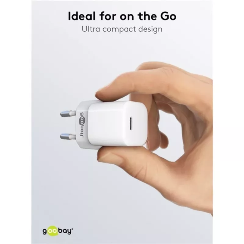 Goobay caricabatterie rapido AC universale nero per interni 65403 USB Type-C 110-240V
