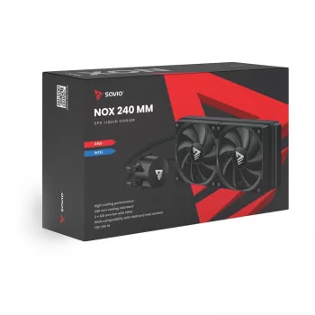 Kit raffreddamento a liquido SAVIO NOX 240 mm – radiatore da 240 mm, 2 ventole da 120 mm, radiatore in alluminio, base in rame, supporta LGA 2011/2011-v3/2066/1200/115x/775