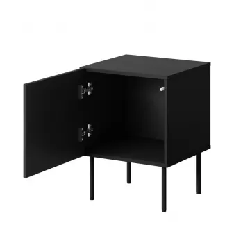 Set comodini 2 pz. cama meble PALAZZO 44,5×40×59 cm nero e rovere craft — 1 anta, laminato opaco, gambe in metallo