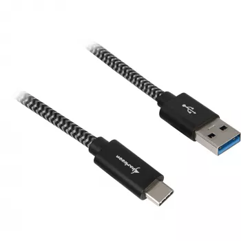 Cavo USB 3.2 Gen 2, connettore maschio USB-A > connettore maschio USB-C (nero/grigio, 0,5 metri, con guaina)