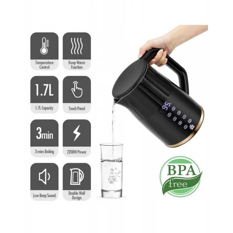 Bollitore elettrico Forme FKG-3017 1,7L 2200W nero