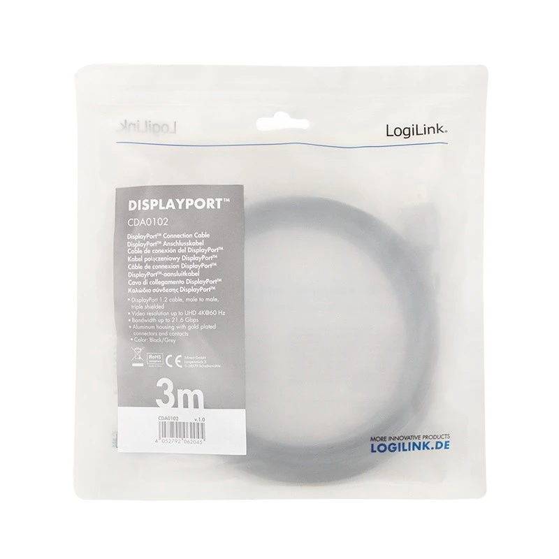 Cavo DisplayPort LogiLink CDA0102 3 m grigio nero