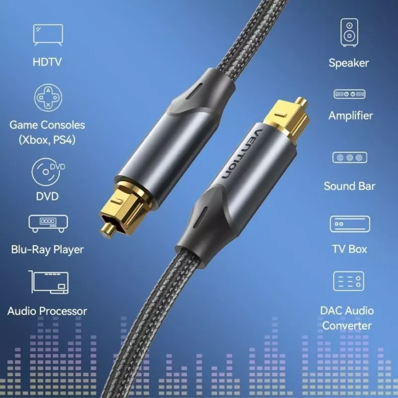 Vention cavo audio ottico, intrecciato, 5 m