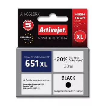 Activejet AH-651BRX inchiostro (sostituto per HP 651 C2P10AE; Premium; 20 ml; nero)