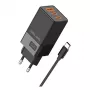 Alimentatore Beline 2x USB-C 1x USB 65W cavo USB-C nero/nero PD 3.0