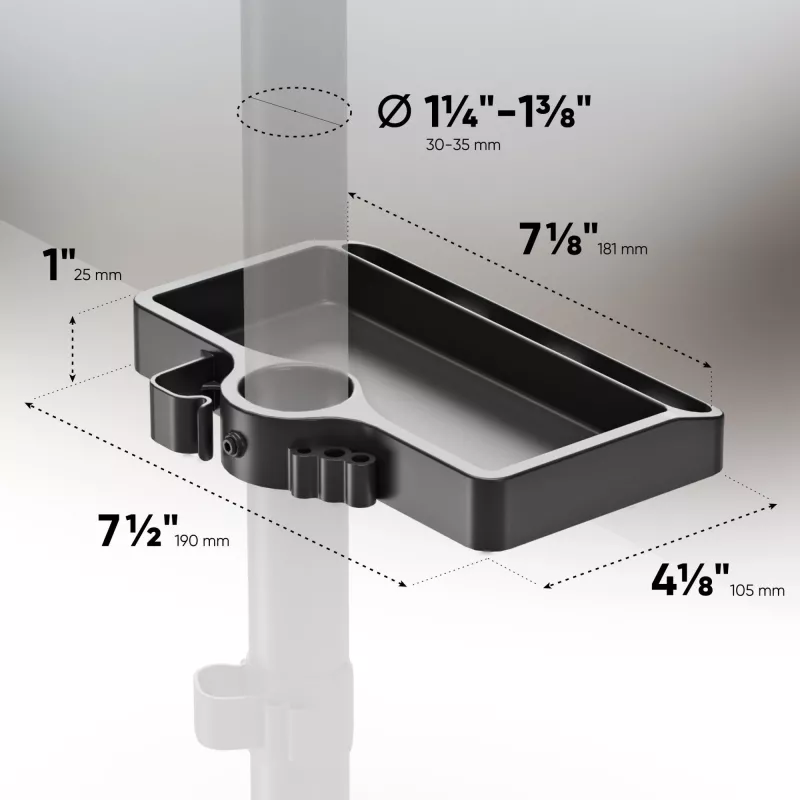 Mensola ONKRON A35, plastica ABS nera, 190×105 mm, 160 g