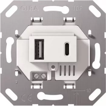 Alimentatore USB Gira 2f Type-A/C modulo bianco 234900 (234900)
