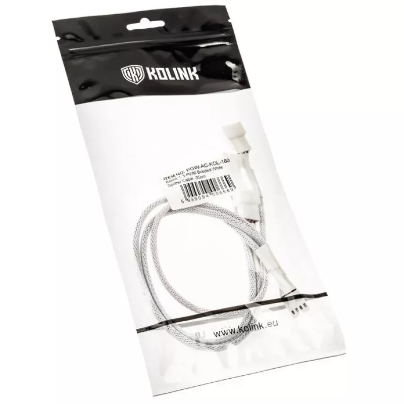 Kolink PGW-AC-KOL-160 cavo splitter PWM per ventole 1-a-3, 35 cm, intrecciato, bianco