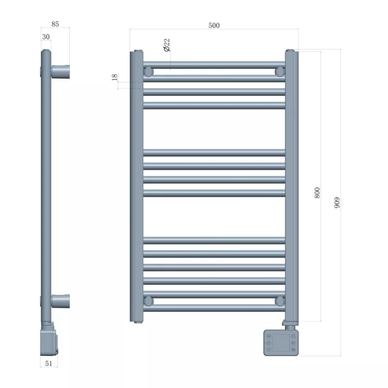 Termoarredo elettrico per bagno Adler AD 7824 600 W, bianco, IP24, a parete, 500×900 mm