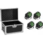 Set luci PAR LED EUROLITE Silent 6 QCL Floor – 4 proiettori con flightcase
