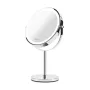 Specchio da trucco da appoggio Girmi BE02 – rotondo, acciaio inox, controllo touch LED, ingrandimento 1x/3x, ricaricabile USB-C (1000 mAh)