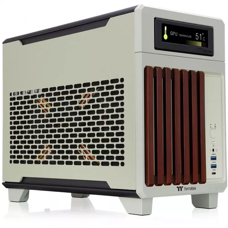 Case mini THERMALTAKE TR100 WS verde matcha, design compatto, supporto per mini-ITX/microATX