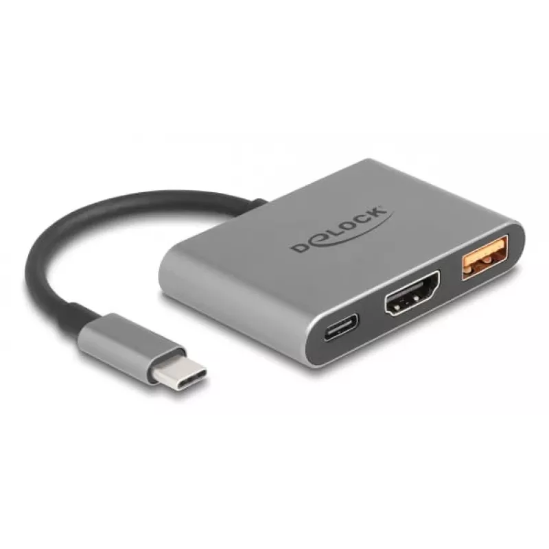 DeLOCK 61071 adattatore cavo video 0,1 m USB Type-C USB Type-C USB Type-A HDMI grigio