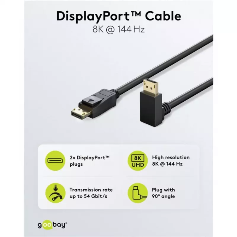 Cavo DisplayPort WENTRONIC 77058 – 54 Gbit/s, fino a 8K, 144 Hz
