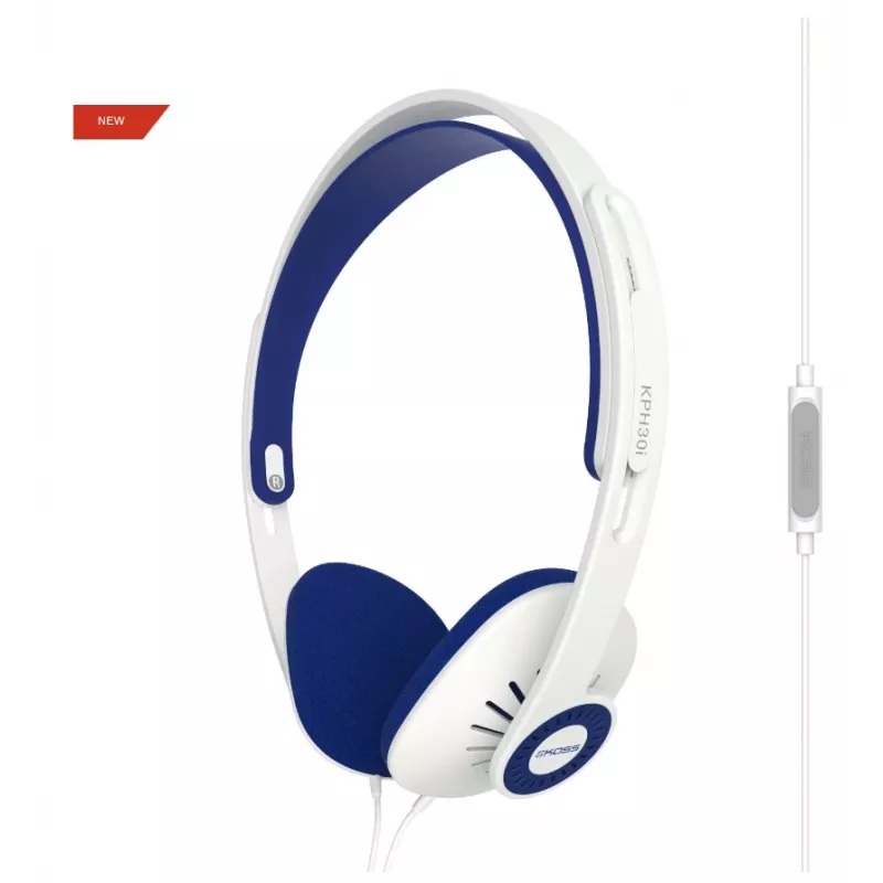 Koss KPH30i Cuffie con filo ad archetto Blu, Bianco