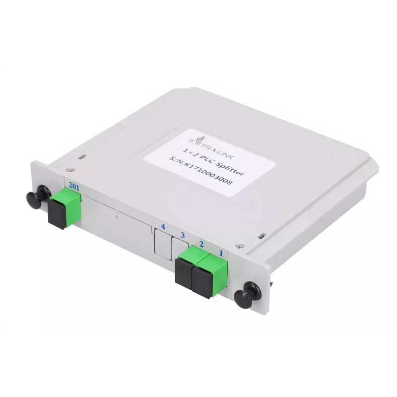 Splitter ottico PLC 1:2 SC/APC tipo slot, Extralink, ABS nero