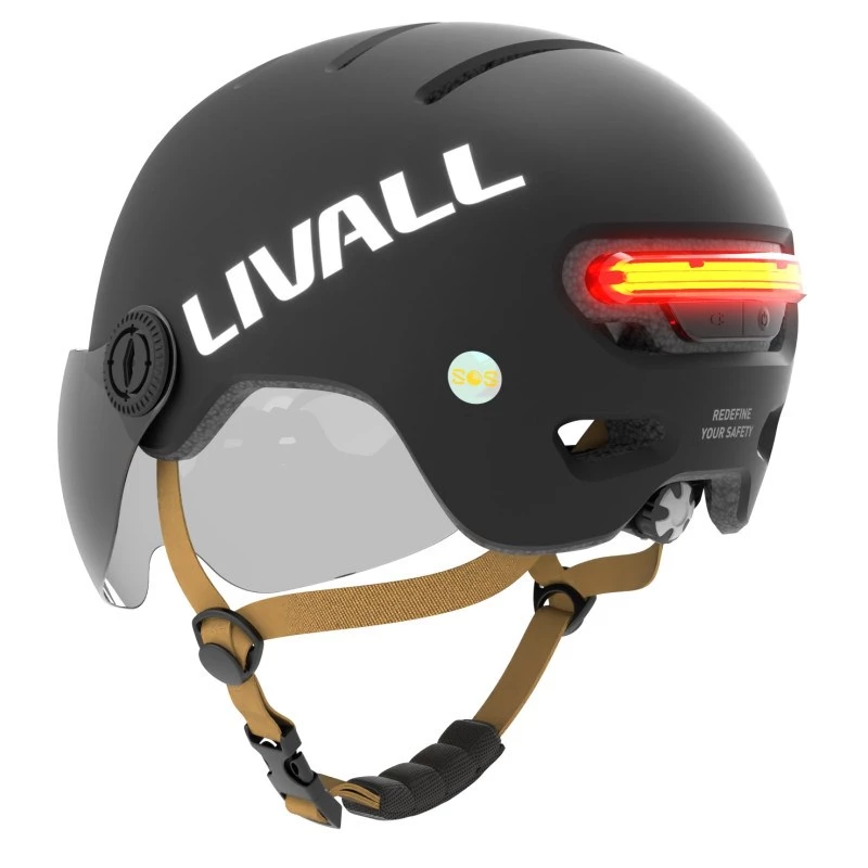 Casco Livall L23 nero 54-58cm con LED/SOS e visiera protettiva