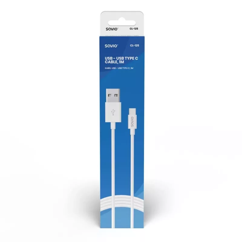 Savio CL-125 cavo USB USB 2.0 1 m USB A USB C bianco