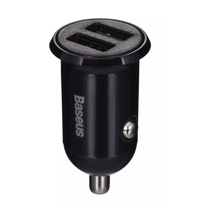 Caricabatterie da auto Baseus Gain Pro universale nero – 2× USB 2.0, 2,4 A per porta, ingresso 12–24 V, uscita 5 V