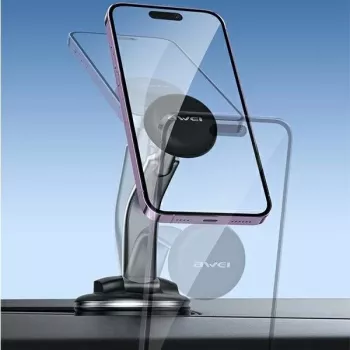 Supporto magnetico per cellulare Awei X45 per montaggio su parabrezza e cruscotto, compatibile con smartphone