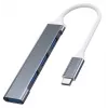 Hub USB VAKOSS TC-4125X — 1× USB 3.0 Type-A, 3× USB 2.0 Type-A, host: USB Type-C, argento