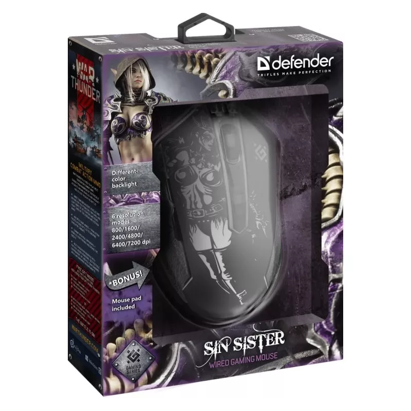 Mouse gaming ottico con filo DEFENDER GM-933 SIN'SISTER 7200dpi 6P RGB