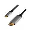 LogiLink CUA0100 Adattatore cavo DisplayPort USB 3.2 Gen1 Type-C 1,8m nero grigio