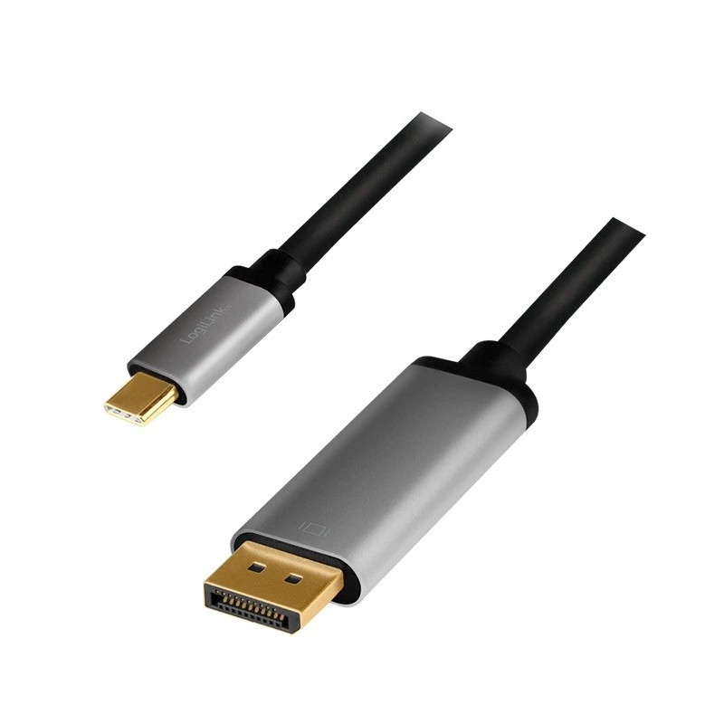 LogiLink CUA0100 Adattatore cavo DisplayPort USB 3.2 Gen1 Type-C 1,8m nero grigio