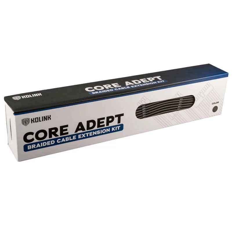Kit prolunga cavi Kolink Core Adept – rivestito in PET, set da 6 pezzi, 20+4-Pin, 8-Pin, 4+4-Pin, 3×6+2-Pin (300–350 mm)