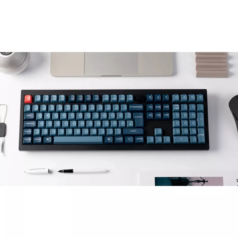 V6 Max, tastiera da gaming nero/blu-grigio, layout DE, Gateron Jupiter Red, Hot-Swap, RGB