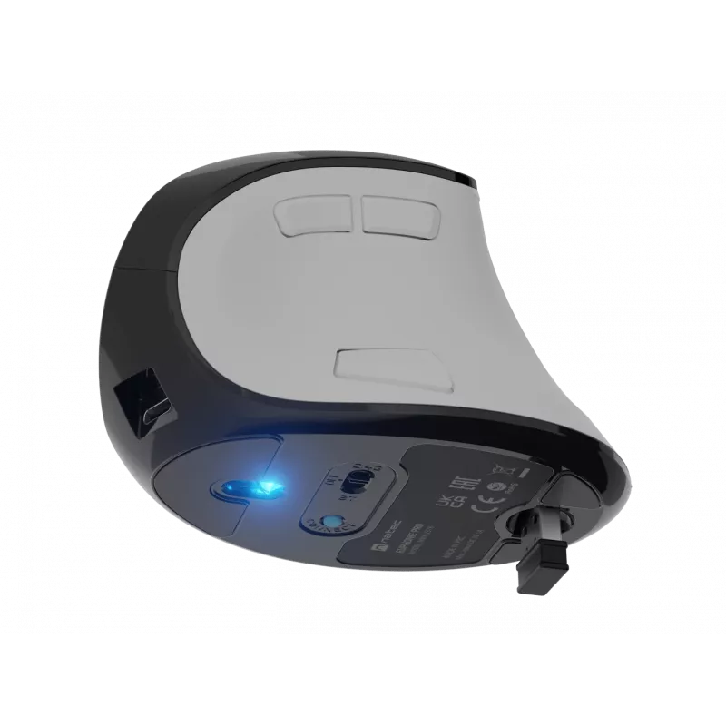 Mouse verticale wireless NATEC Euphoniе Pro Bluetooth 5.0, 4000 DPI, programmabile, silenzioso, bianco