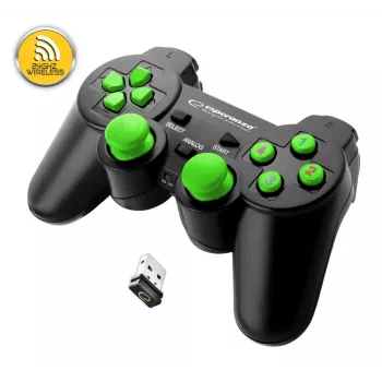 Gamepad con filo ESPERANZA EGG108G — USB 2.0, 12 tasti, analogico/digitale, D-Pad, per PC e PlayStation 3, nero/verde