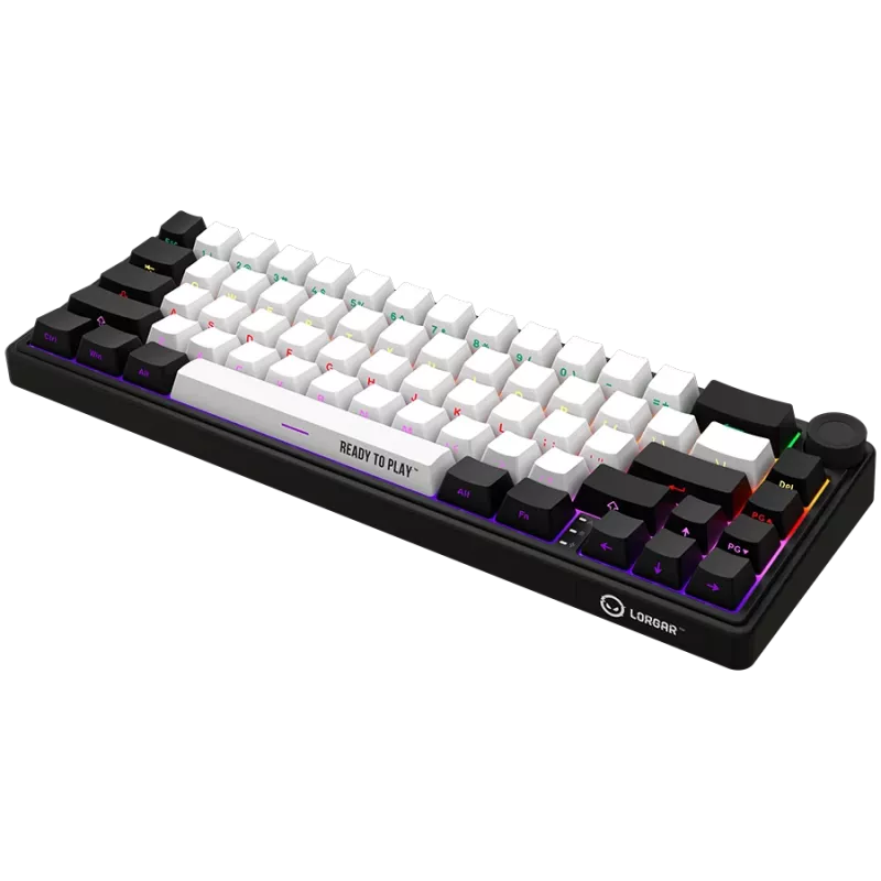 LORGAR KBP70MW, tastiera da gaming meccanica wireless 65% Pro, nero/rosso, layout EN
