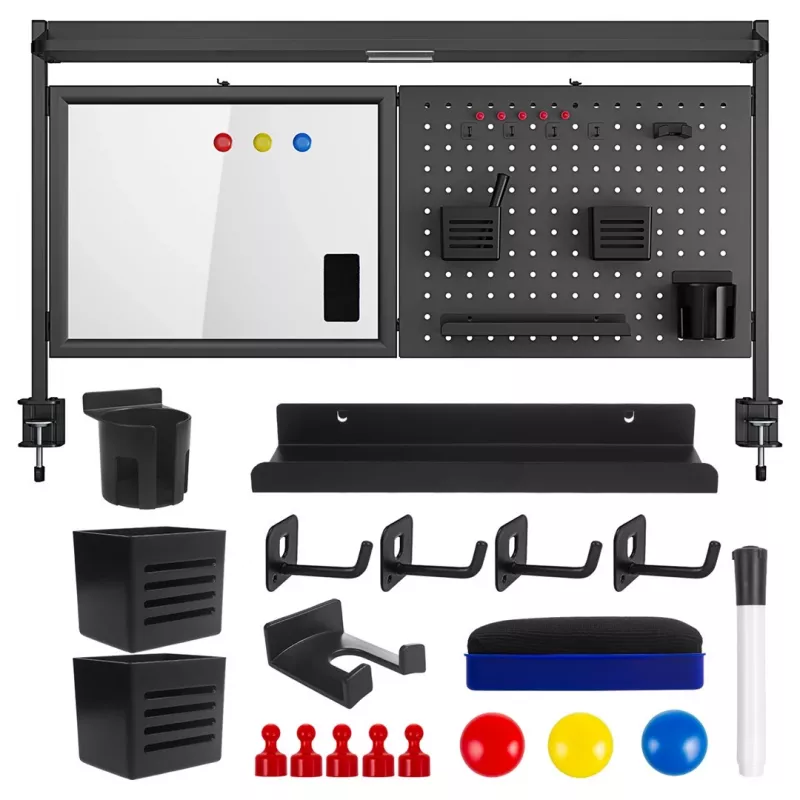 Pannello divisorio / organizer per scrivania Ergo Office, carico max. 10 kg, lavagna bianca, larghezza 1116 mm, nero, ER-301 B