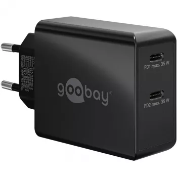 Caricabatterie da interno Goobay 61757 ricarica rapida USB Type-C 2 porte nero
