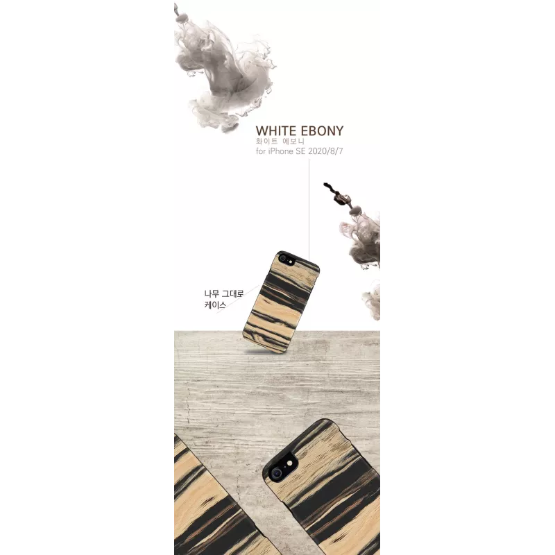 Custodia per cellulare Man and Wood per iPhone 7/8 – bianco con dettaglio in ebano nero