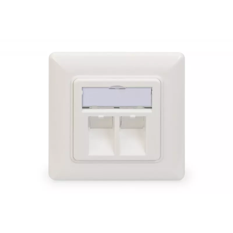 Digitus | Placca a parete per moduli Keystone, tipo tedesco, piastra centrale 50x50 mm, cornice 80x80 mm | DN-93801-1