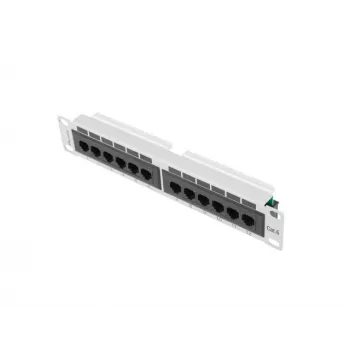 Patch panel LANBERG PPU6-9012-S, 12 porte Cat6, metallo, grigio