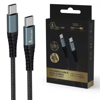 Cavo di ricarica USB-C a USB-C Extralink Smart Life 60W 120 cm PVC 5V 2,4A/3A grigio
