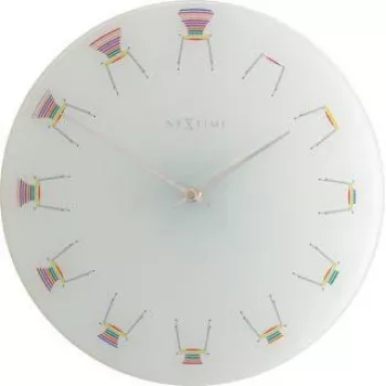 NeXtime orologio 8809 Chair, Ø30 cm, da parete, bianco/multicolore