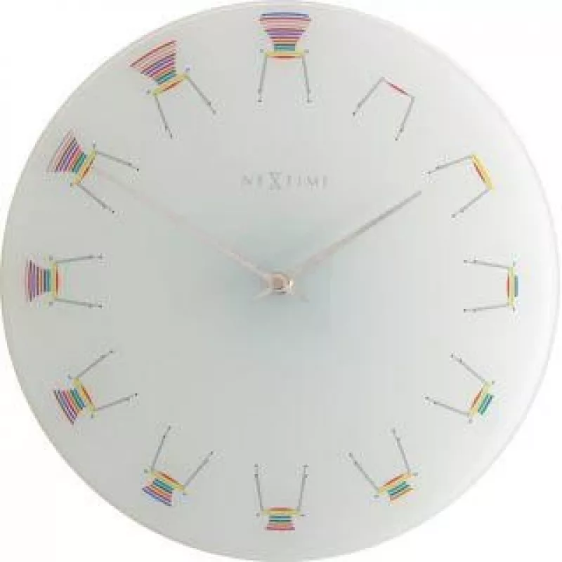 NeXtime orologio 8809 Chair, Ø30 cm, da parete, bianco/multicolore