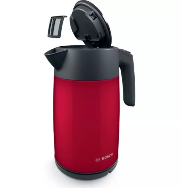 Bollitore elettrico Bosch TWK7L464 – capacità 1,7 L, 2400 W, rosso, corpo in plastica
