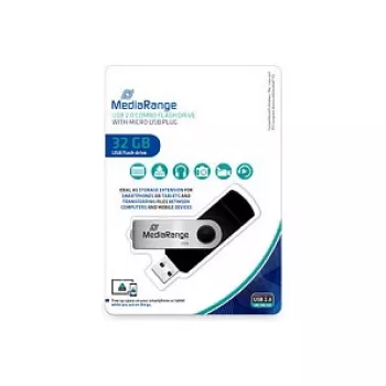MediaRange MR932 - chiavetta USB - 32 GB - USB 2.0 / Micro-USB - nero/argento (MR932-2)