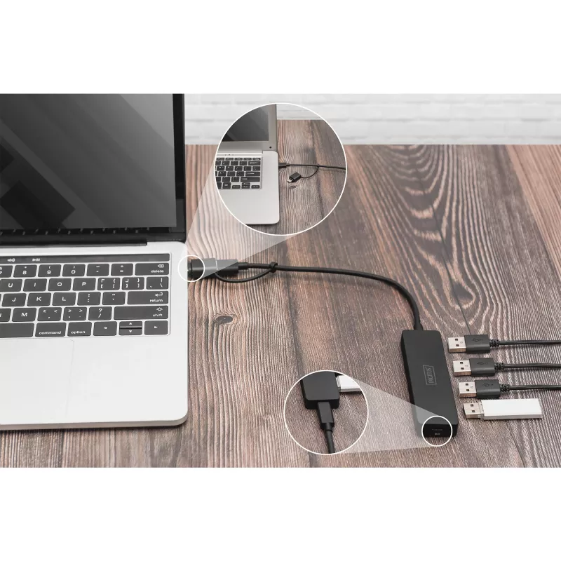 Hub USB, Digitus, DA-70235, 4 porte, USB 3.2 Gen 1, Type-A e Type-C, 12000 Mbit/s