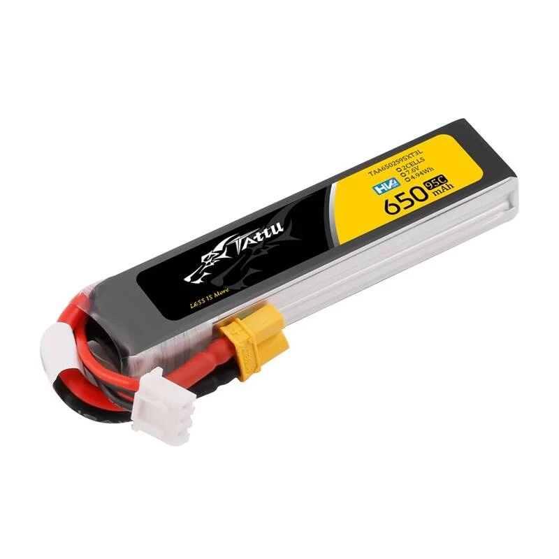 Batteria LiPo Tattu 2s 650mAh 95C 7,6V HV con XT30 Long-Pack