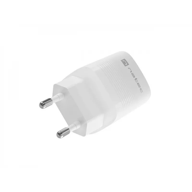 Caricabatterie con filo per dispositivi mobili NATEC NUC-2140, 30W, USB-C PD 3.0 + USB-A, Samsung AFC, bianco